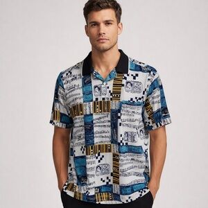 Men's V.8 club shirt Black, Blue, Gold and white